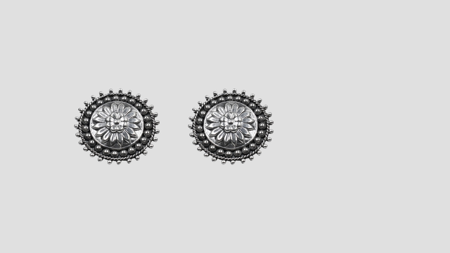 Floral Radiance Silver Studs by Sangeeta Boochra