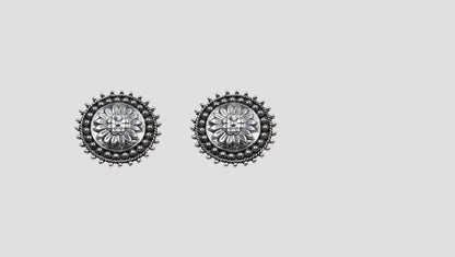 Floral Radiance Silver Studs by Sangeeta Boochra