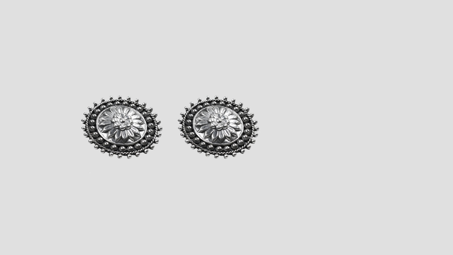 Floral Radiance Silver Studs by Sangeeta Boochra