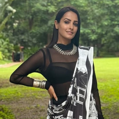 Anita Hassanandani in Heritage Silver by Sangeeta Boochra