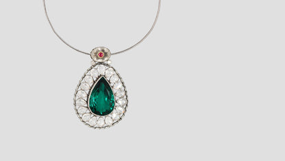 Sangeeta Boochra Artisan Moissanite Silver Pendant