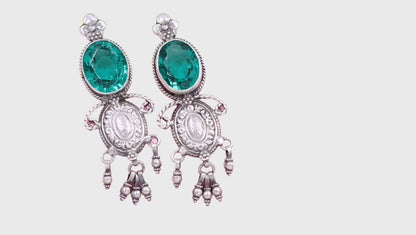 Delicate Silver Earrings Adorned with Vibrant Hydro Gemstones