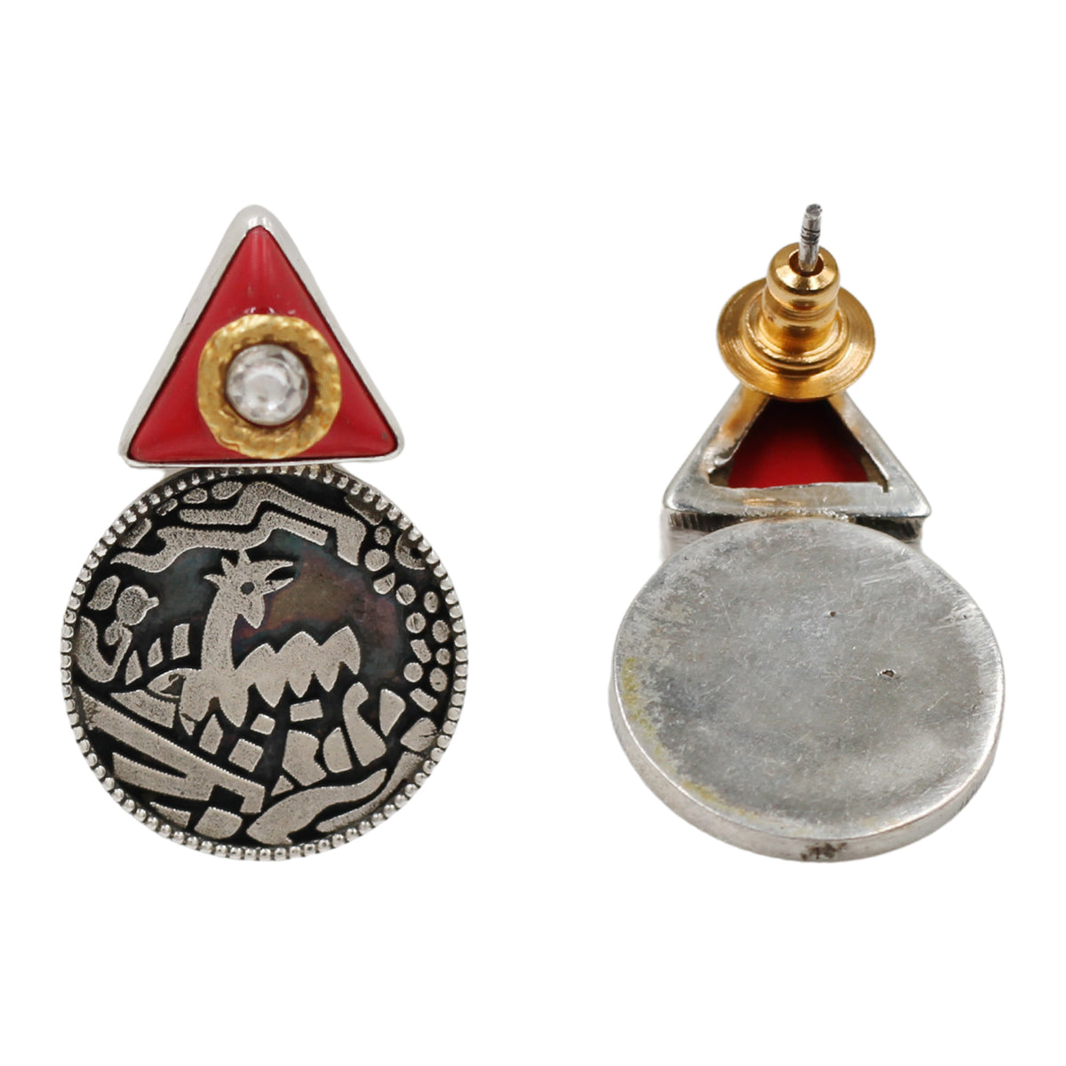 Sangeeta Boochra Handcrafted Oxidised Silver Tribal Disc Earrings