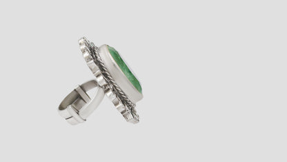 Sangeeta Boochra Oval Cut Stone Silver Statement Ring