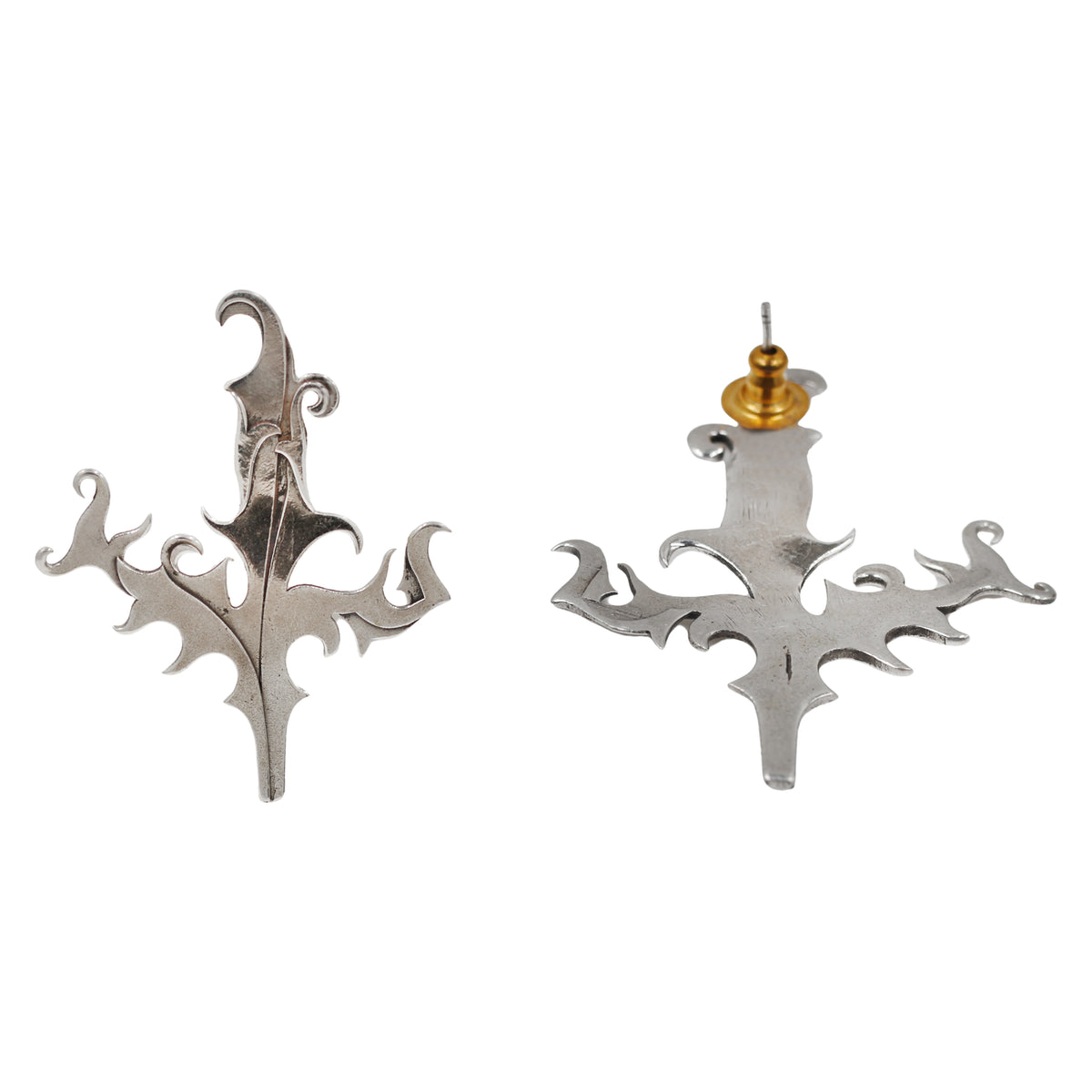 Sangeeta Boochra Handcrafted Oxidised Silver Botanical Statement Earrings