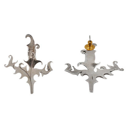 Sangeeta Boochra Handcrafted Oxidised Silver Botanical Statement Earrings