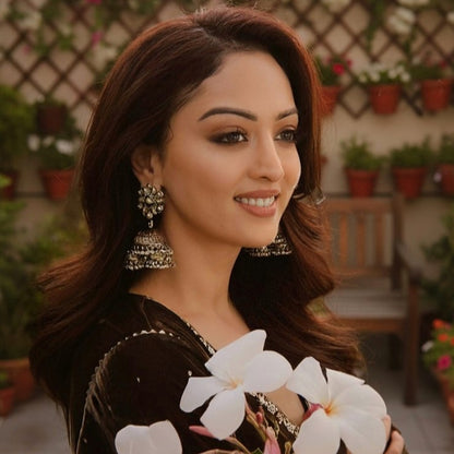 Sandipa Dharr in Sangeeta Boochra Silver Jhumkas