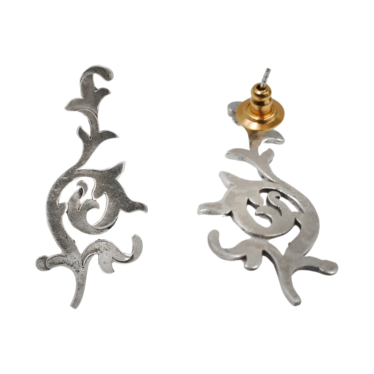 Sangeeta Boochra Oxidized Sterling Silver Vine Motif Earrings
