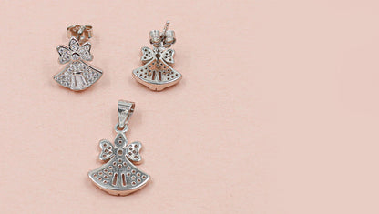 CZ Earrings & Chain Pendant Delight