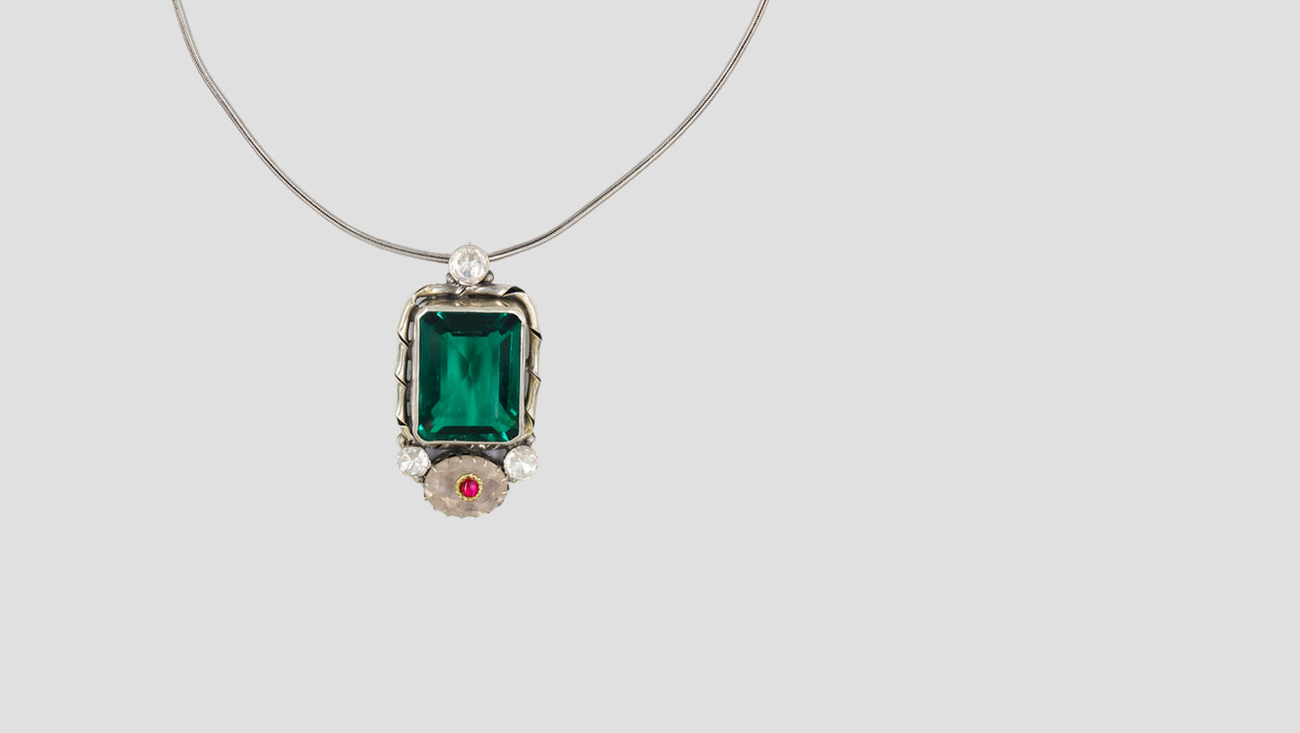 Sangeeta Boochra Royal Elegance Silver Pendant