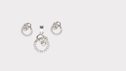 Cubic Zirconia Earring and Chain Pendant Ensemble