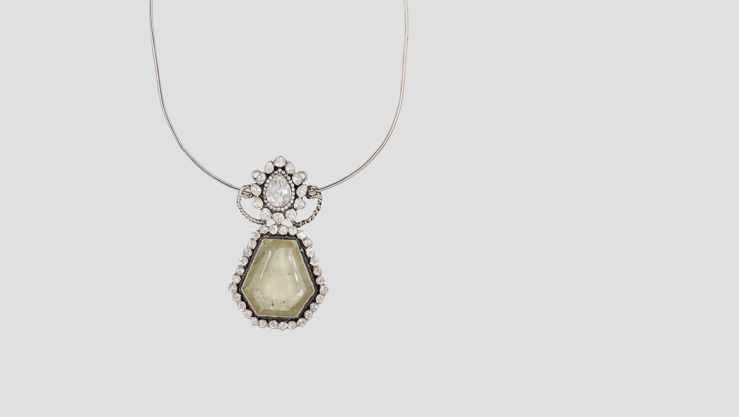 Sangeeta Boochra Handcrafted Moissanite Halo Silver Pendant