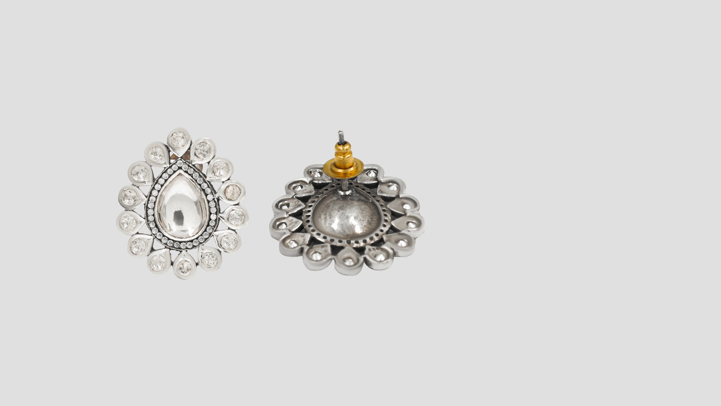 Sangeeta Boochra Handcrafted Silver Moissanite Stud Earrings
