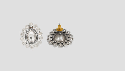 Sangeeta Boochra Handcrafted Silver Moissanite Stud Earrings
