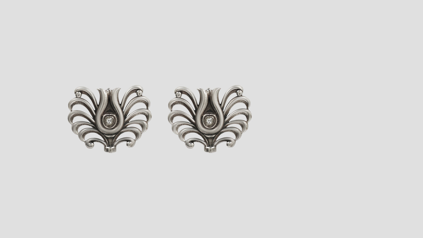 Sangeeta Boochra Artisan Floral Design Silver Earrings