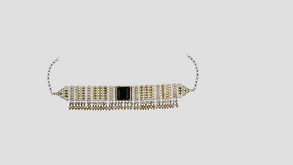 Sangeeta Boochra Black Stone Oxidised Silver Statement Choker