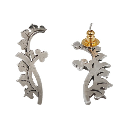 Sangeeta Boochra Handcrafted Sterling Silver Botanical Hoop Earrings