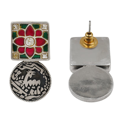 Sangeeta Boochra Floral Kundan Stone Oxidized Silver Earrings