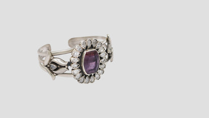 Elegant Purple Stone Floral Silver Bracelet – Sangeeta Boochra