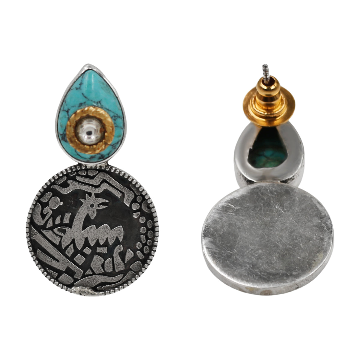 Sangeeta Boochra Artisan Turquoise Oxidised Silver Earrings