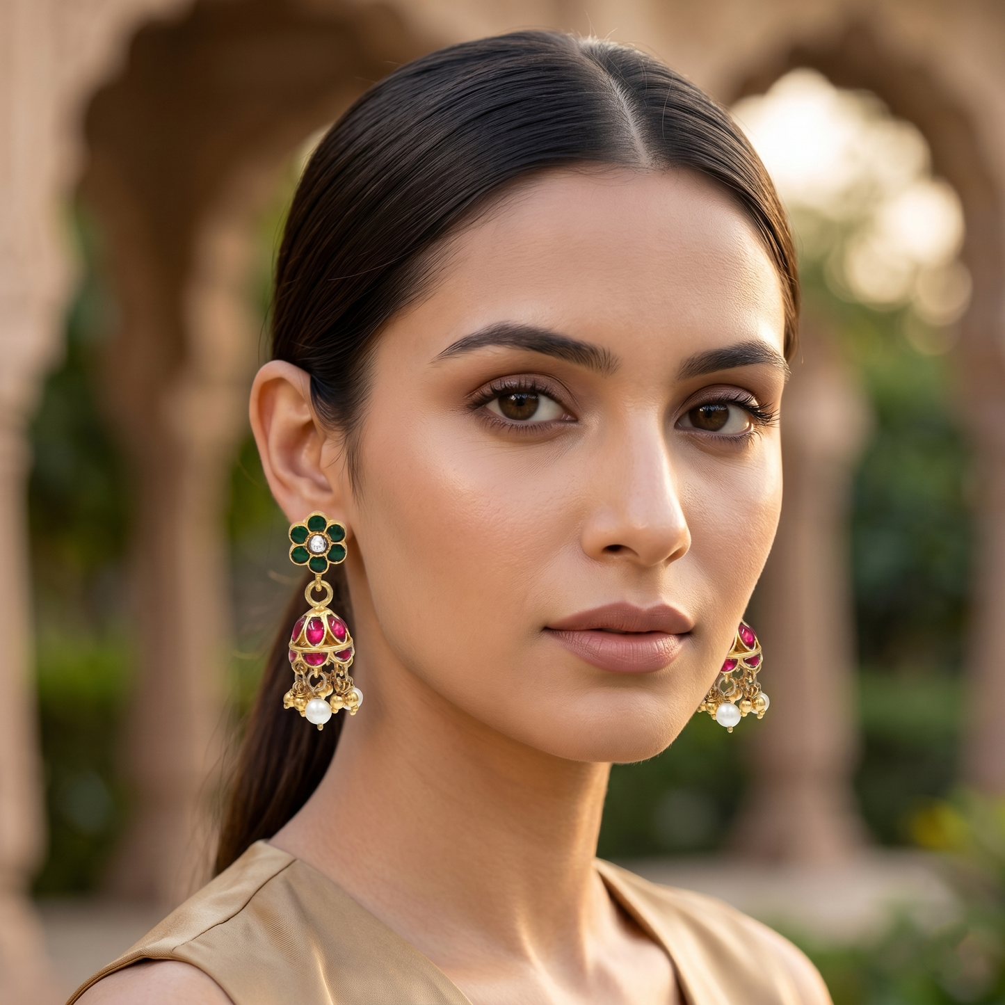 Sangeeta Boochra Gold Finish Kundan Earring