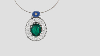 Sangeeta Boochra Sapphire Halo Moissanite Pendant