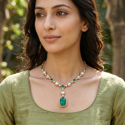 Sangeeta Boochra Imperial Green Elegance Necklace Set