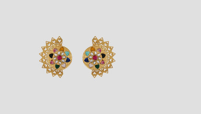 Sangeeta Boochra Heritage Kundan Silver Earrings with Gold Plating