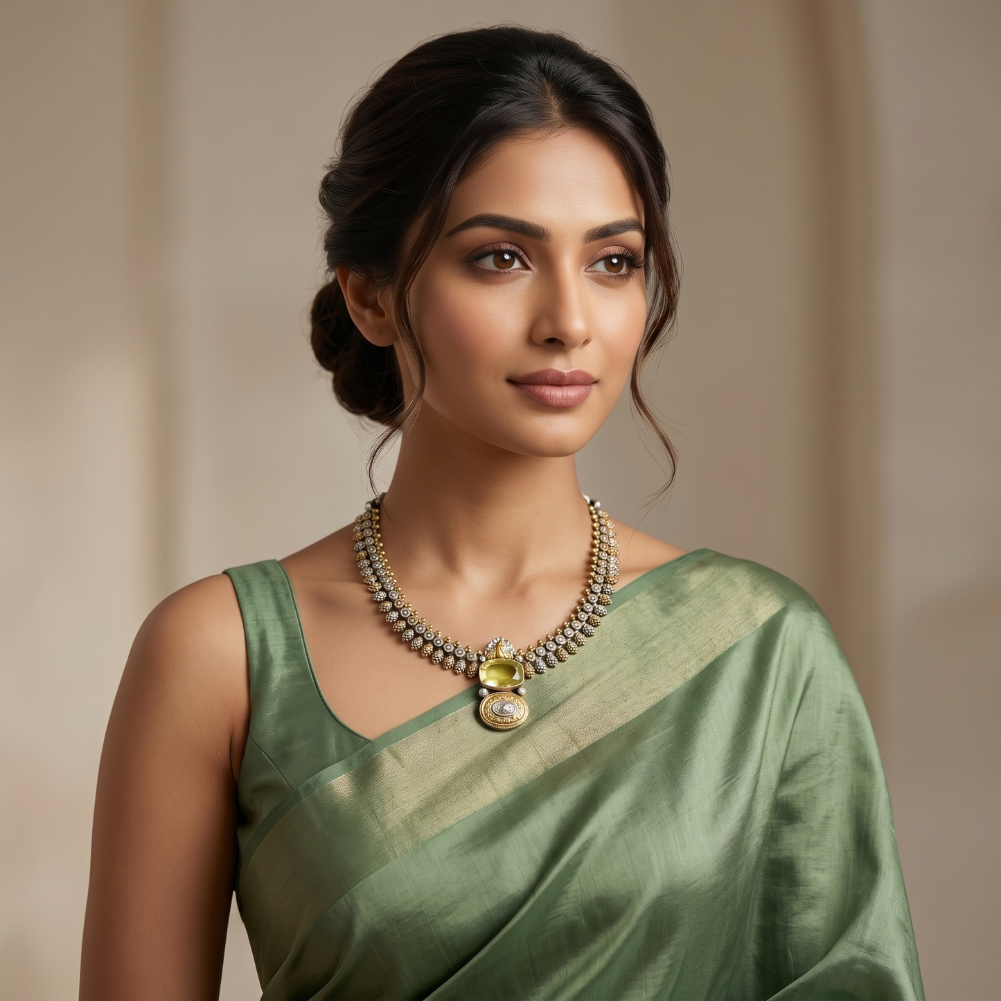 Sangeeta Boochra Handcrafted Dual Tone Sterling Silver Heritage Necklace