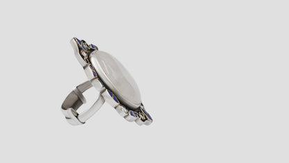 Sangeeta Boochra Handcrafted Silver Kundan Ring with Lapis Stone