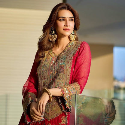 "Kriti Sanon's Elegant Charm in Sangeeta Boochra Silver Bangles"