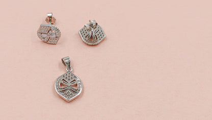 Bright Pairing CZ Earrings and Pendant Set