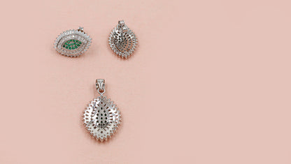 Radiant Cosmos CZ Stud Earrings and Chain Pendant Pair