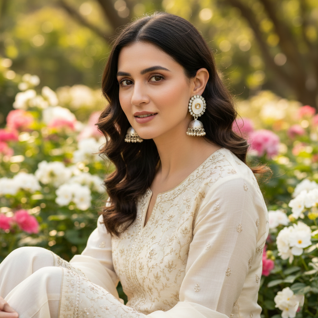 Sangeeta Boochra Traditional Silver Jhumka with Pearl Drops