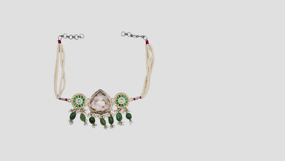 Sangeeta Boochra Handcrafted Pearl Beaded Silver Statement Choker