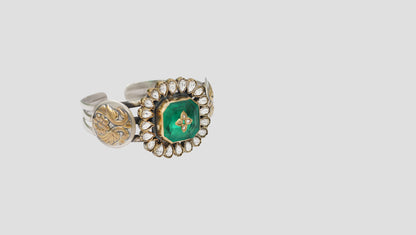 Sangeeta Boochra Emerald Bloom Handcrafted Silver Bracelet