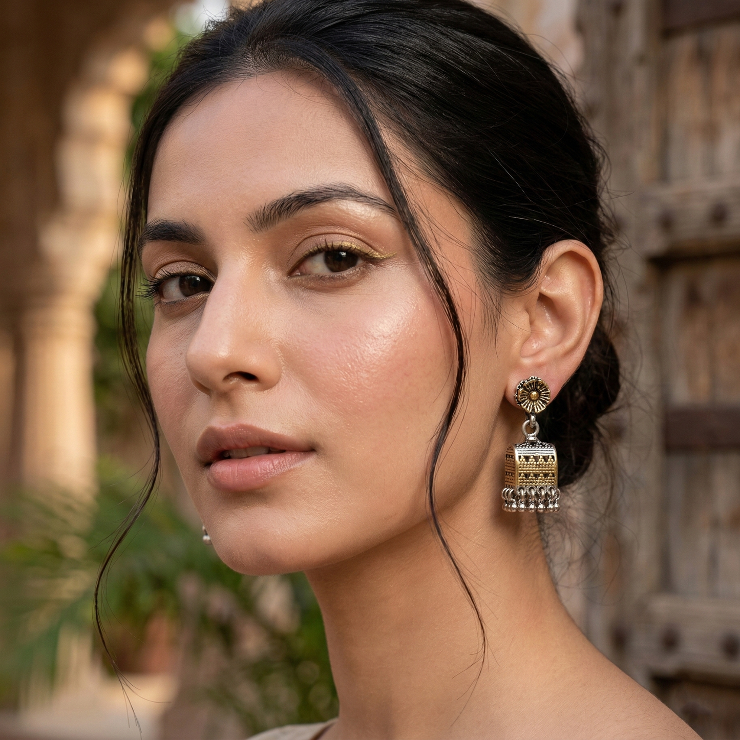 Sangeeta Boochra Handcrafted Dual-Tone Silver Statement Earrings
