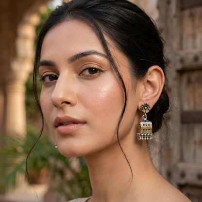 Sangeeta Boochra Handcrafted Dual-Tone Silver Statement Earrings