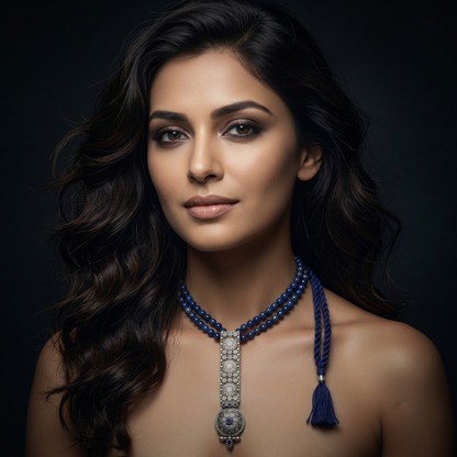 Sangeeta Boochra Vintage Bloom Oxidised Silver Pendant