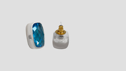 Sangeeta Boochra Sterling Silver Earrings with Ocean Blue Stone