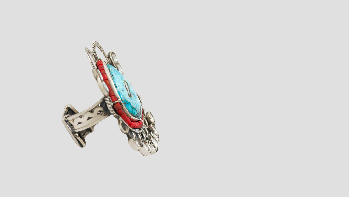 Sangeeta Boochra Antique Silver Ring with Turquoise Gemstone