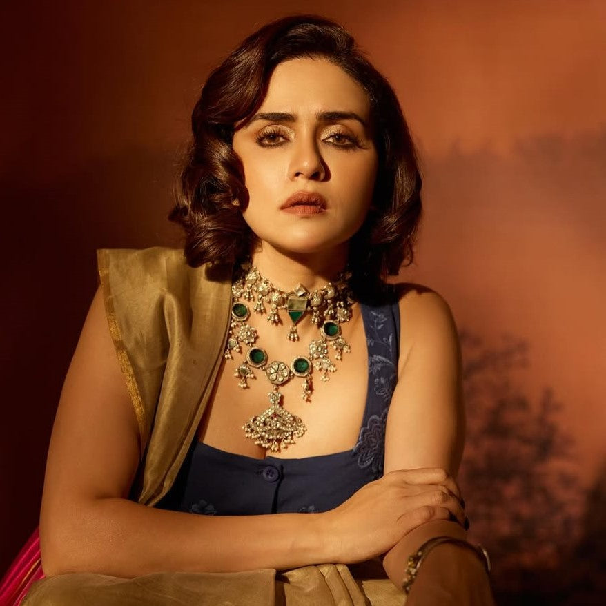 Amruta Khan in Sangeeta Boochra’s Royal Silver Heritage Jewellery