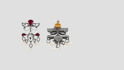 Sangeeta Boochra Handcrafted Silver Earrings with Pearl Drops