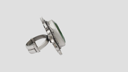 Sangeeta Boochra Vintage-Inspired Oval Faceted Silver Ring