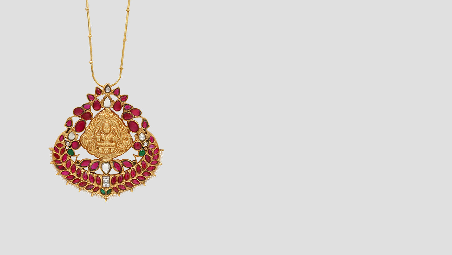 Timeless Splendor: Sangeeta Boochra 925 Silver & Kundan Pendant