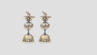 Sangeeta Boochra Traditional Pearl Drop Silver Jhumka Earrings
