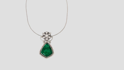 Sangeeta Boochra Moissanite Silver Pendant with Green Teardrop Stone