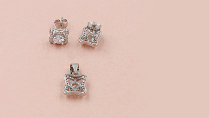 Cubic Zirconia Earrings and Pendant Pairing