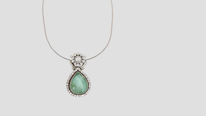 Sangeeta Boochra Moissanite Silver Teardrop Statement Pendant