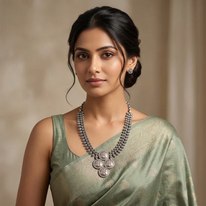 Sangeeta Boochra Oxidised Sterling Silver Traditional Statement Necklace